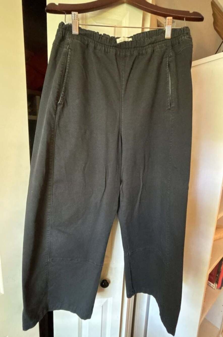 Pilcro Izzie Relaxed Pull-On Barrel cropped wide leg Pants Black Size M